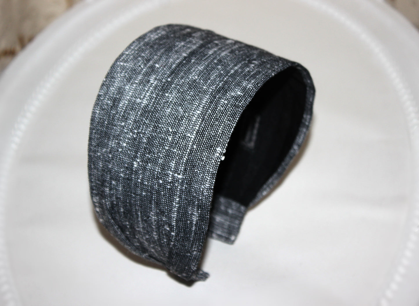 Retro headband for women black&white handloom cotton hairband for women