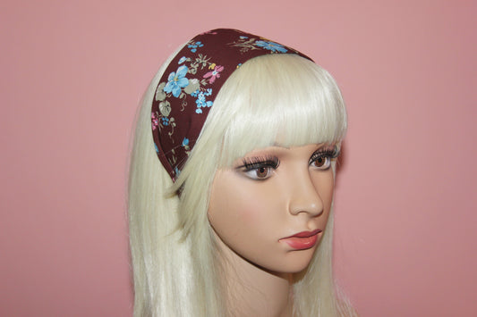 Cotton headband Brown retro fabric hairband Hair loss head covering