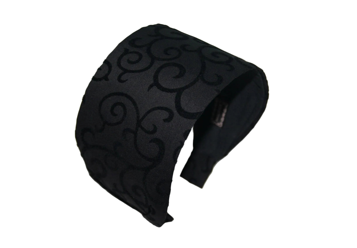 Black headband Flocked swirl cotton hairband wide headband scarf for women