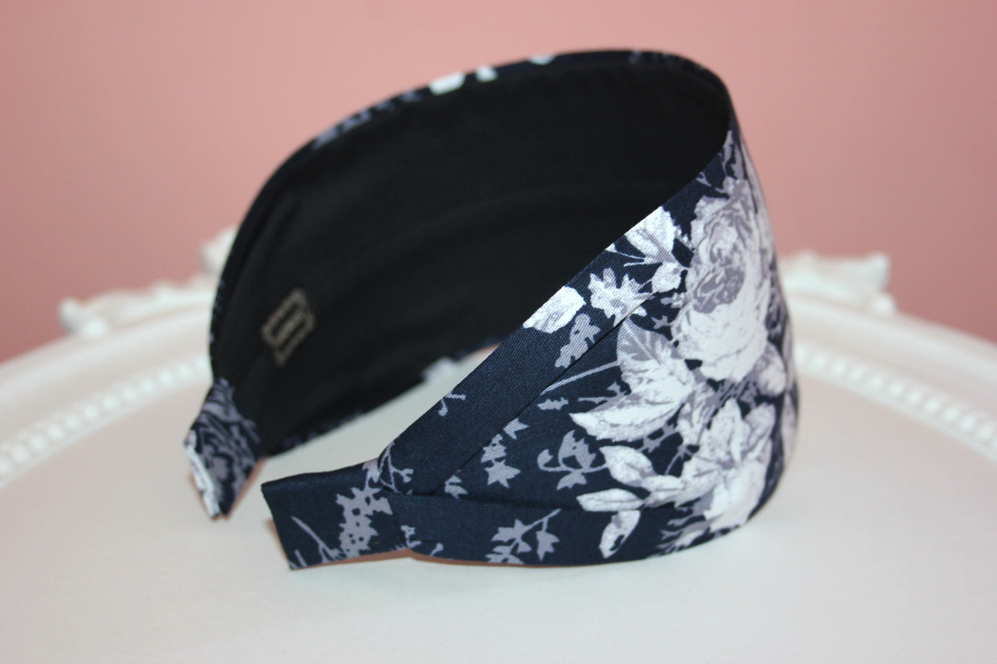 Headband for women boho dark blue&white cotton print fabric head scarf