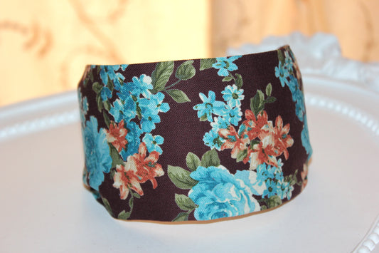 Boho headband for woman Brown and Blue extra wide women hairband