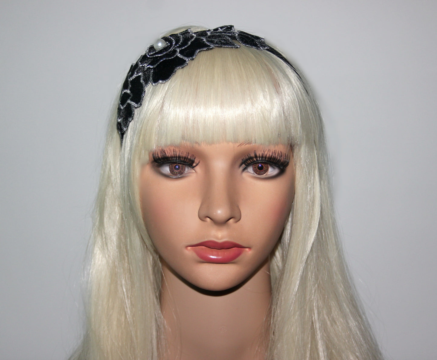 Black & Silver side flower fascinator Wedding women headband Bridal tiara