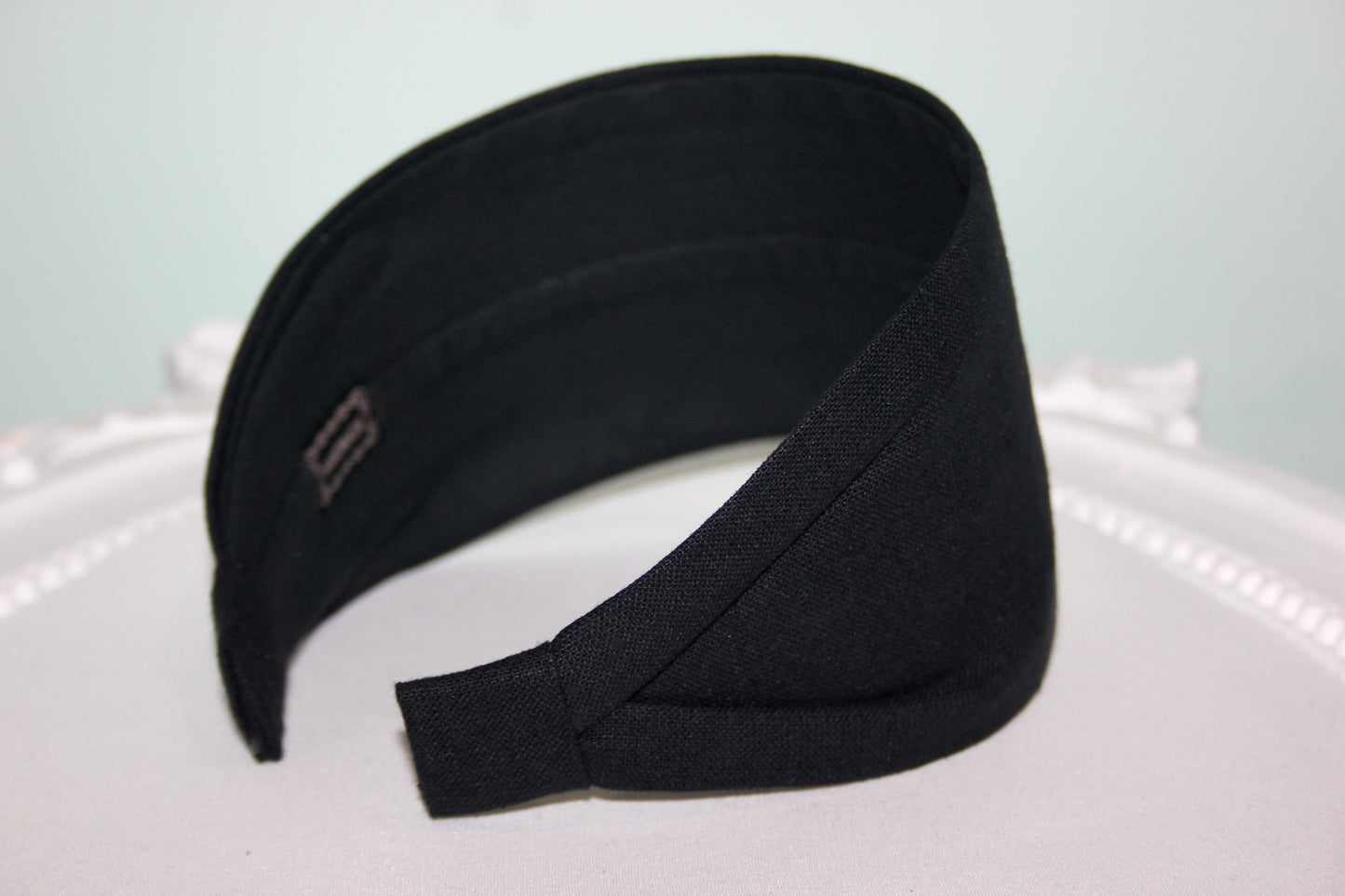 Linen flat headband for women Black plain hairband bandana