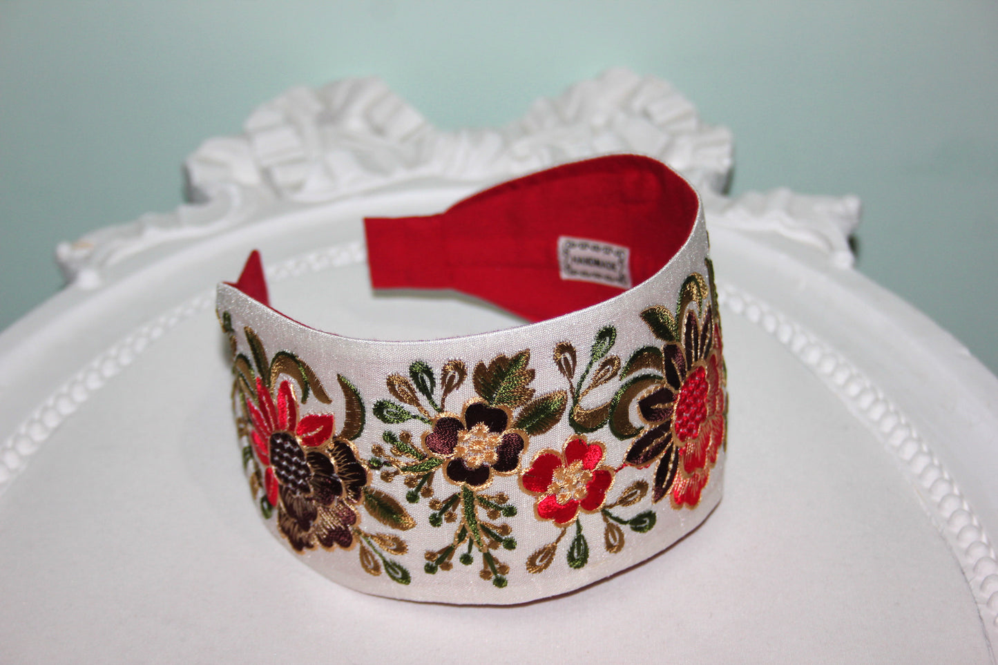 Embroidered women headband 3" inch Boho flower hairband