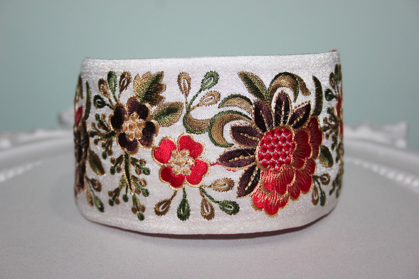 Embroidered women headband 3" inch Boho flower hairband