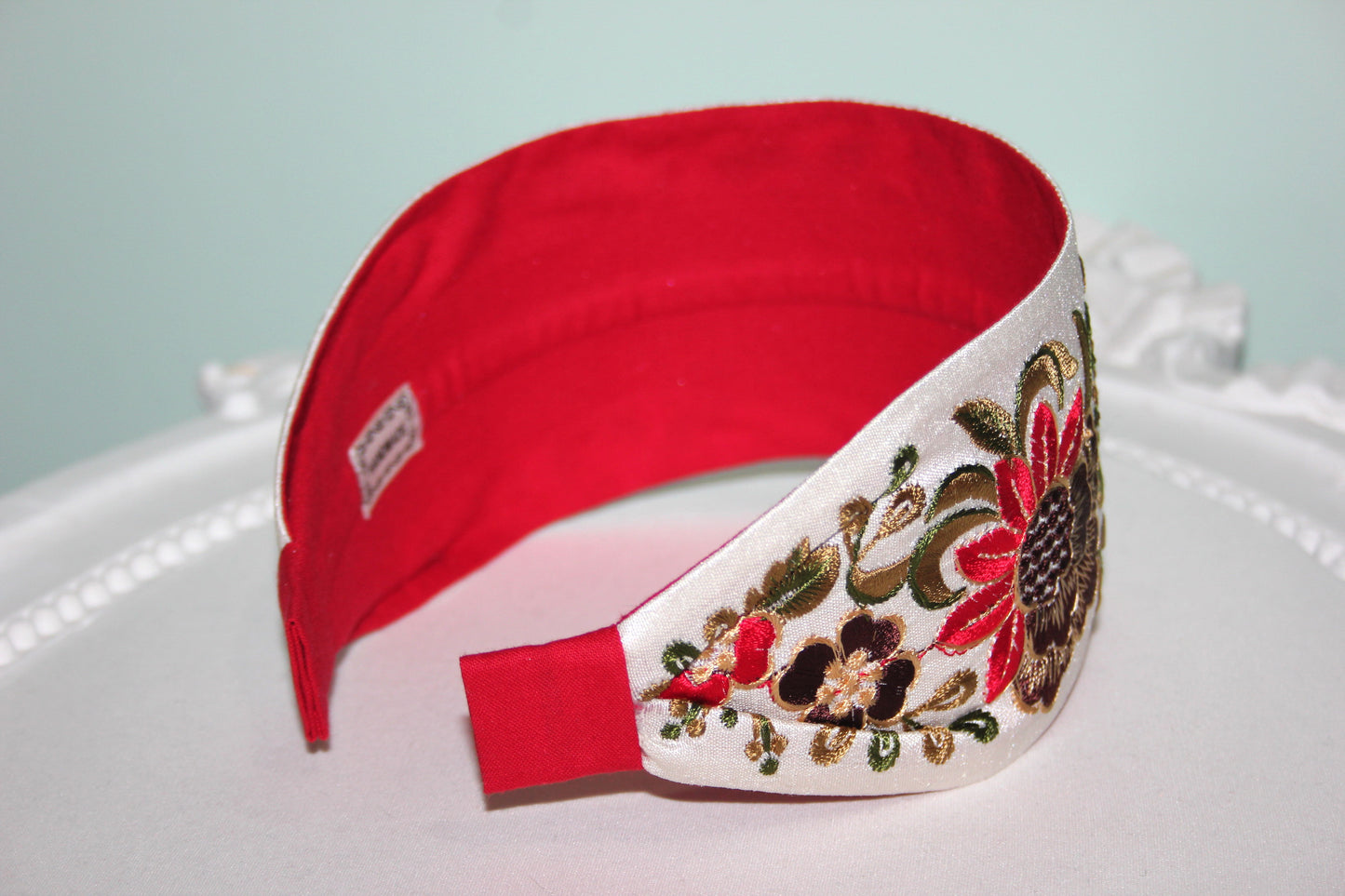 Embroidered women headband 3" inch Boho flower hairband