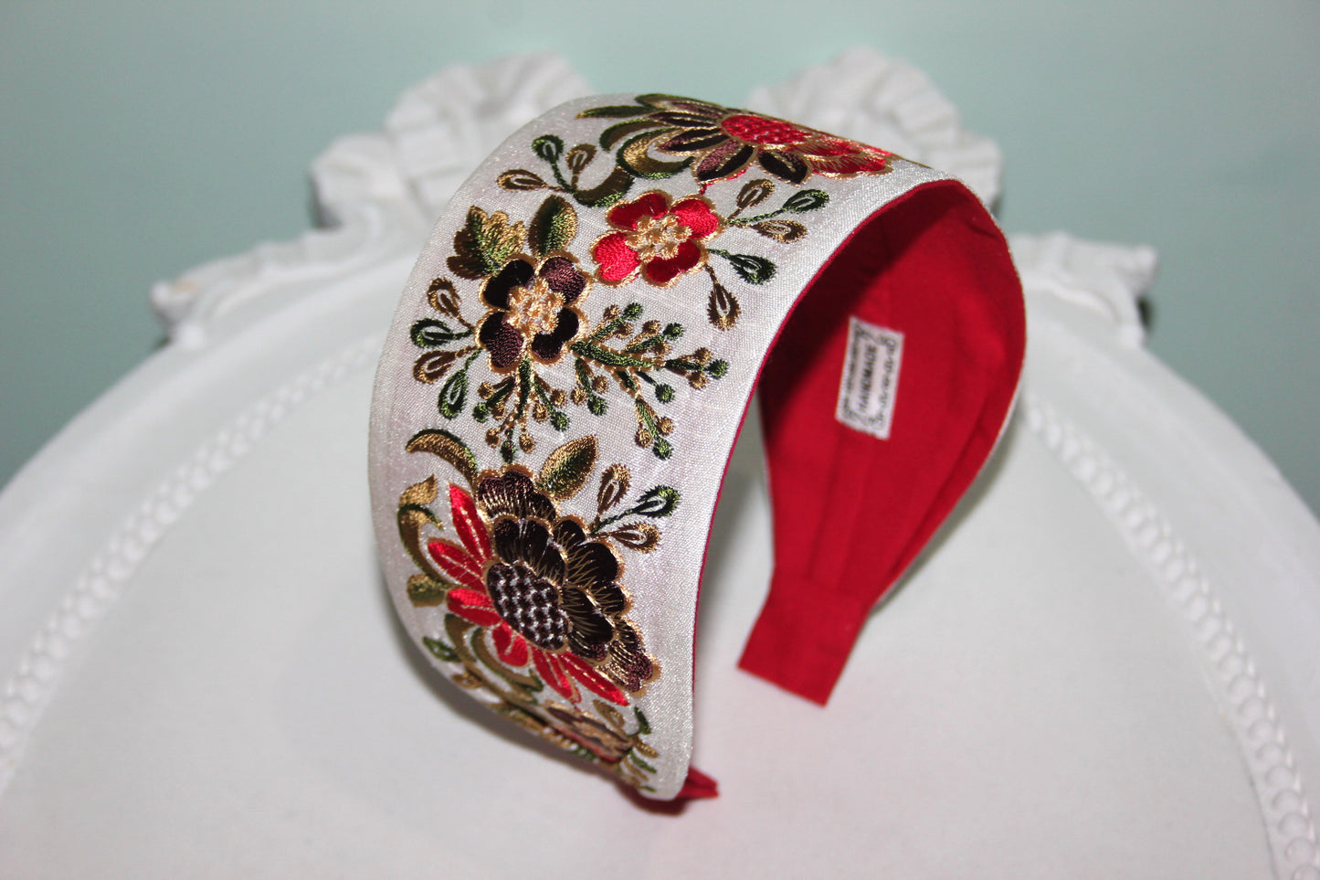 Embroidered women headband 3" inch Boho flower hairband