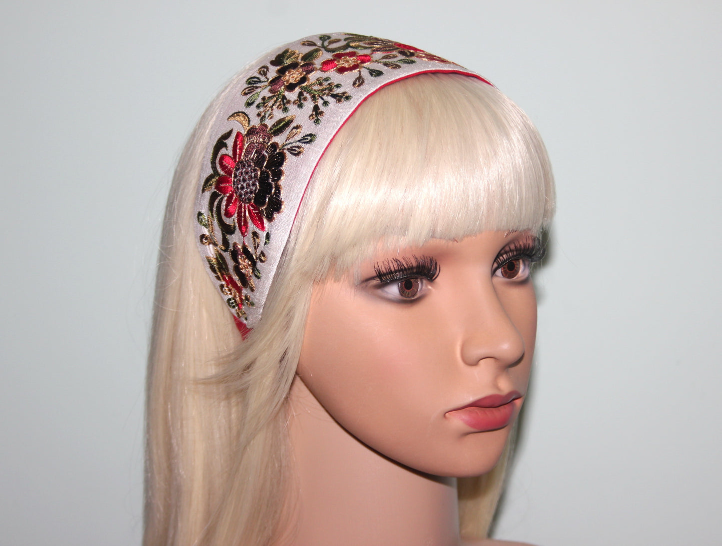 Embroidered women headband 3" inch Boho flower hairband