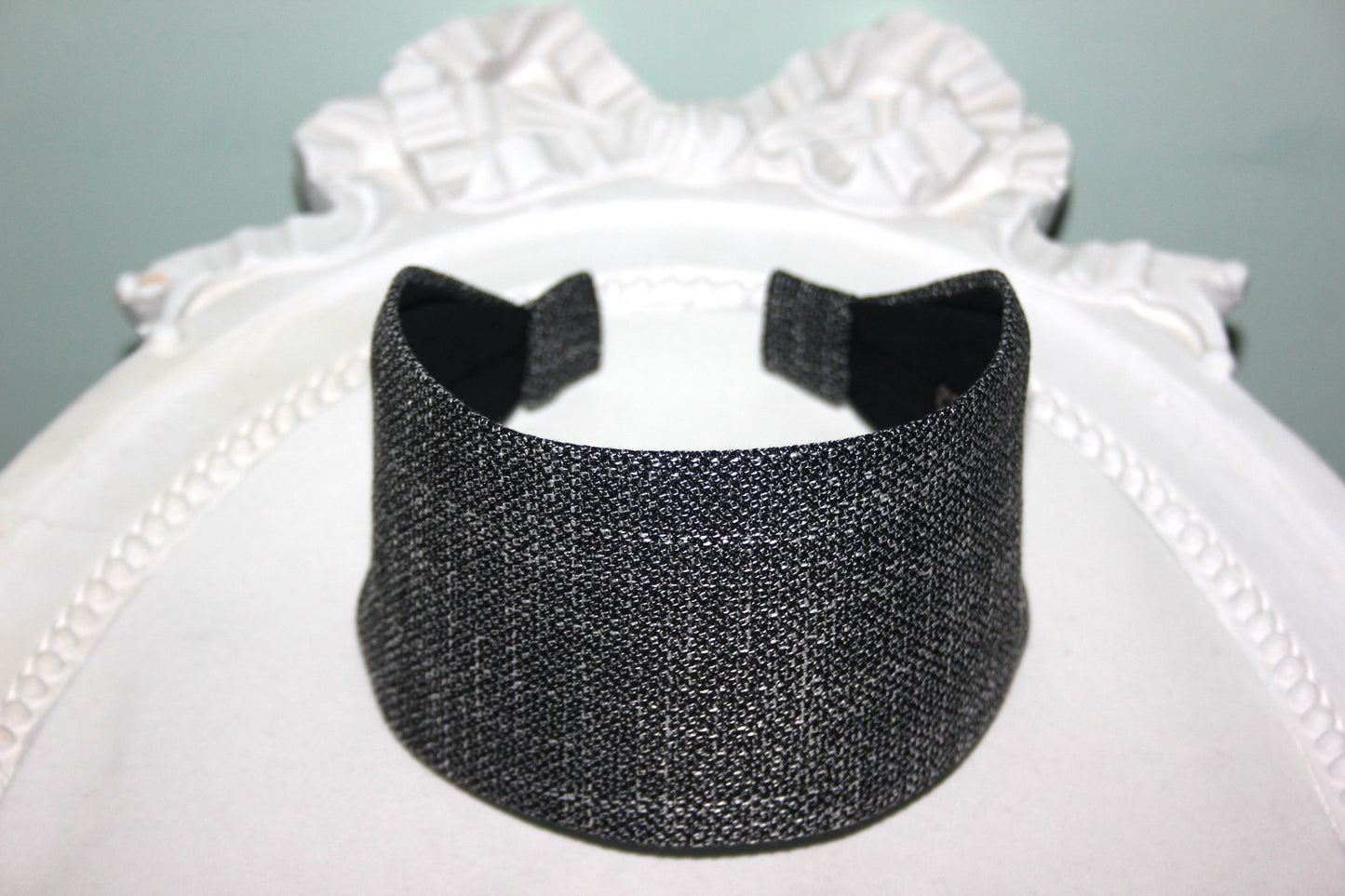 Headband for women Black & White business attire woman head scarf Wide cotton blend hairband