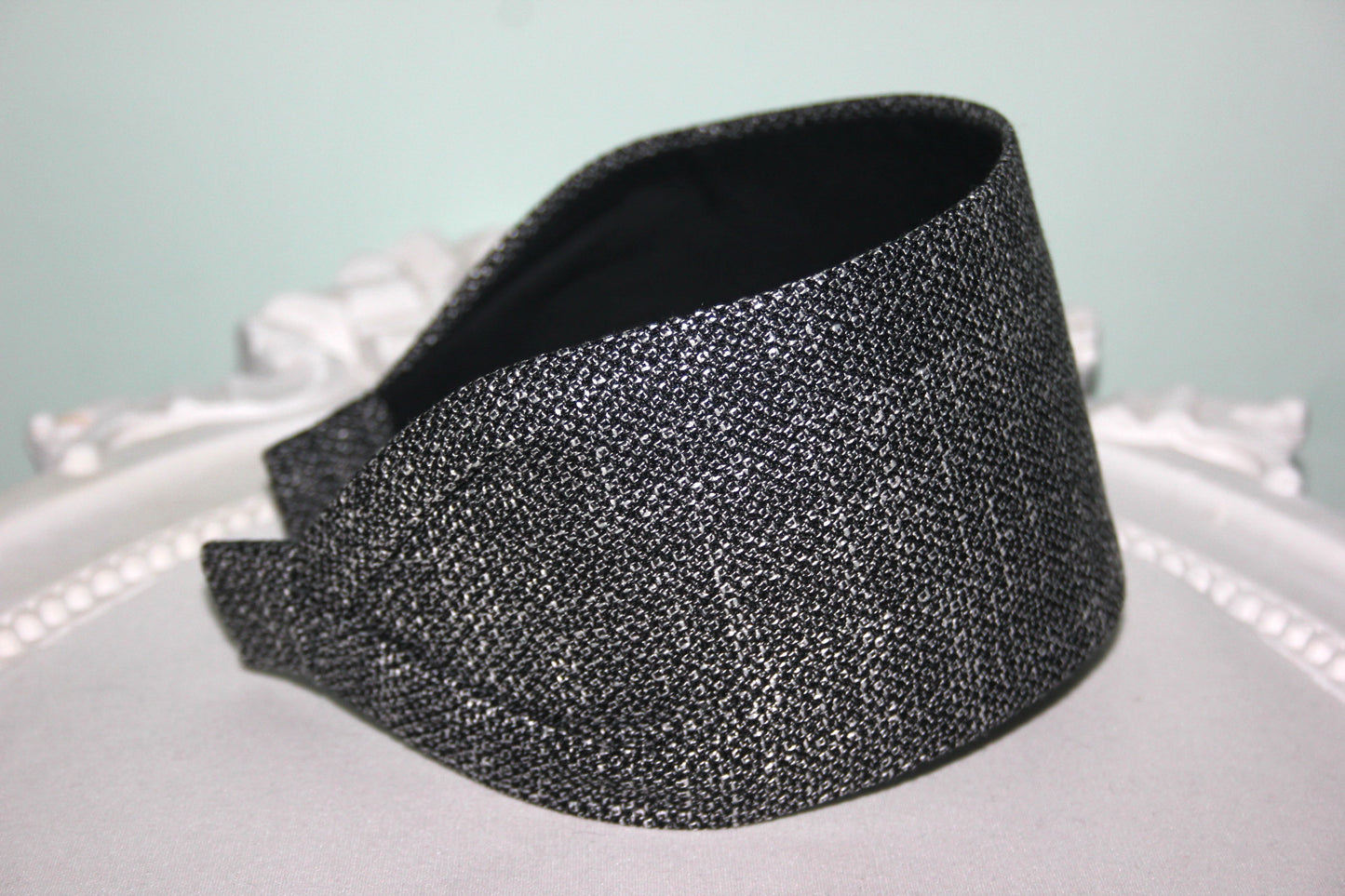 Headband for women Black & White business attire woman head scarf Wide cotton blend hairband