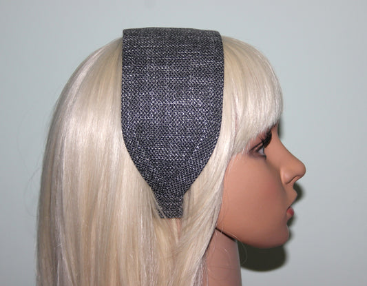 Headband for women Black & White business attire woman head scarf Wide cotton blend hairband