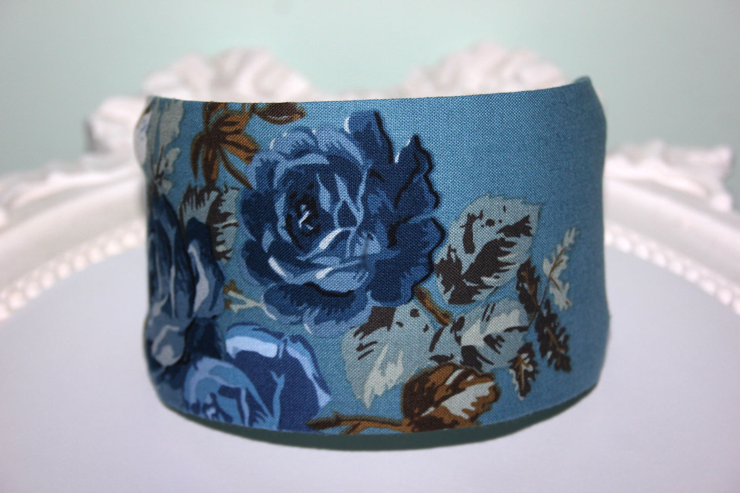 Headband for women Boho Blue cotton print head scarf
