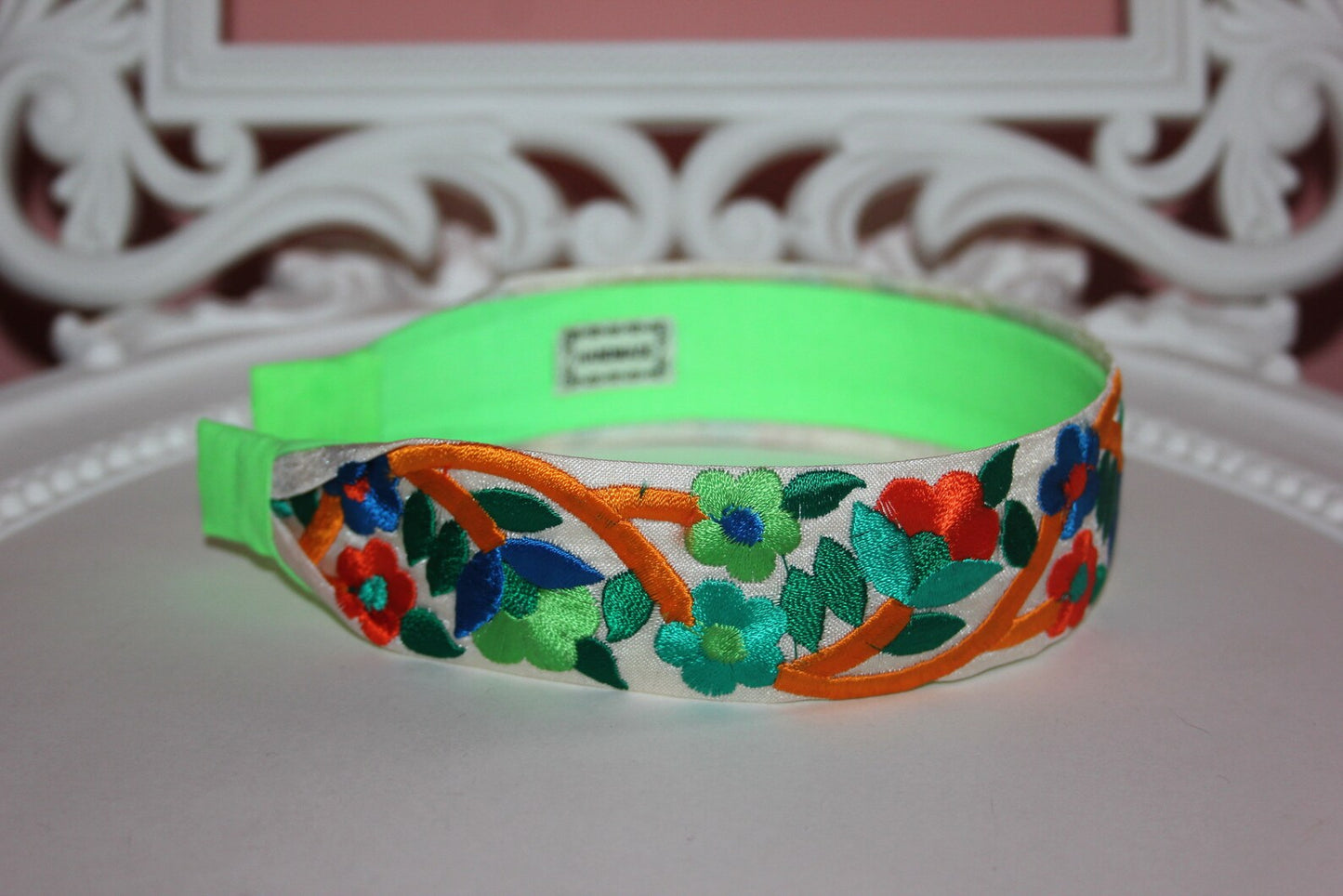 Boho headband scarf 1.4"inch Colorful embroidered hairband for women