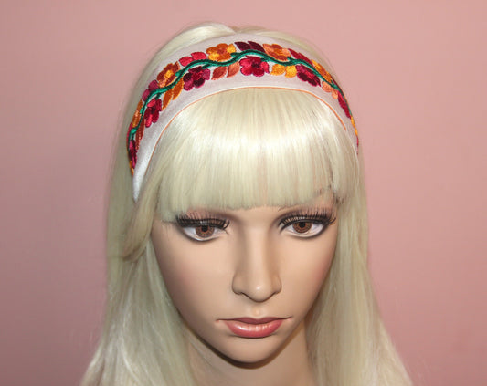 Colorful embroidered headband 2” inch luxury headpiece