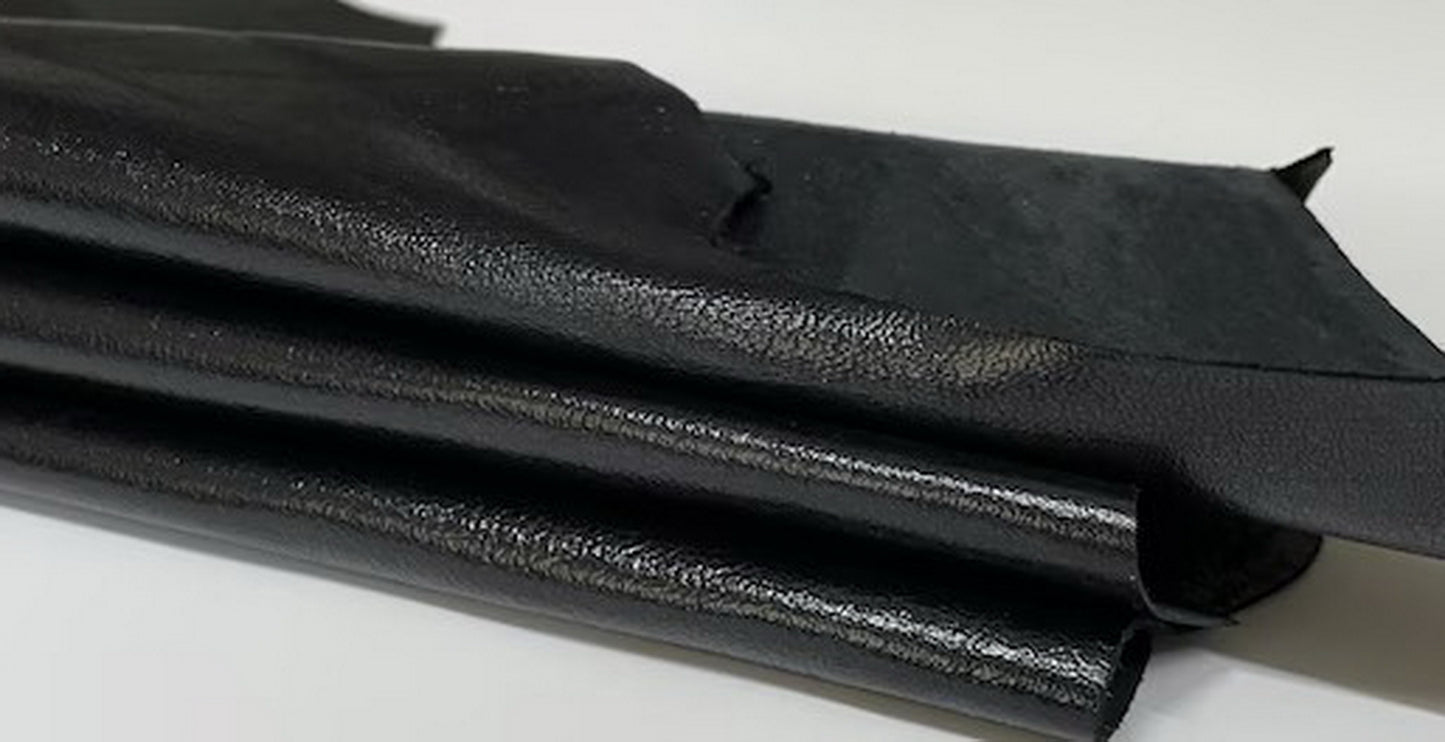 Genuine Black flat headband Italian soft lambskin leather hairband for women, unique design, plastic free