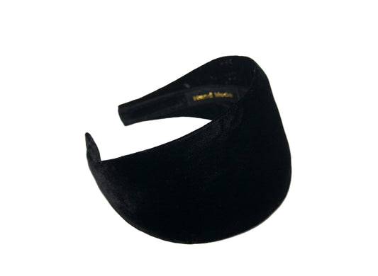 Black silk velvet headband for women, wide adjustable hairband, plastic free