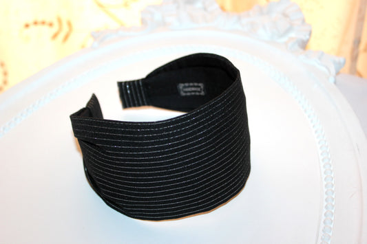 Silver & Black headbands Metallic stripe cotton hairband