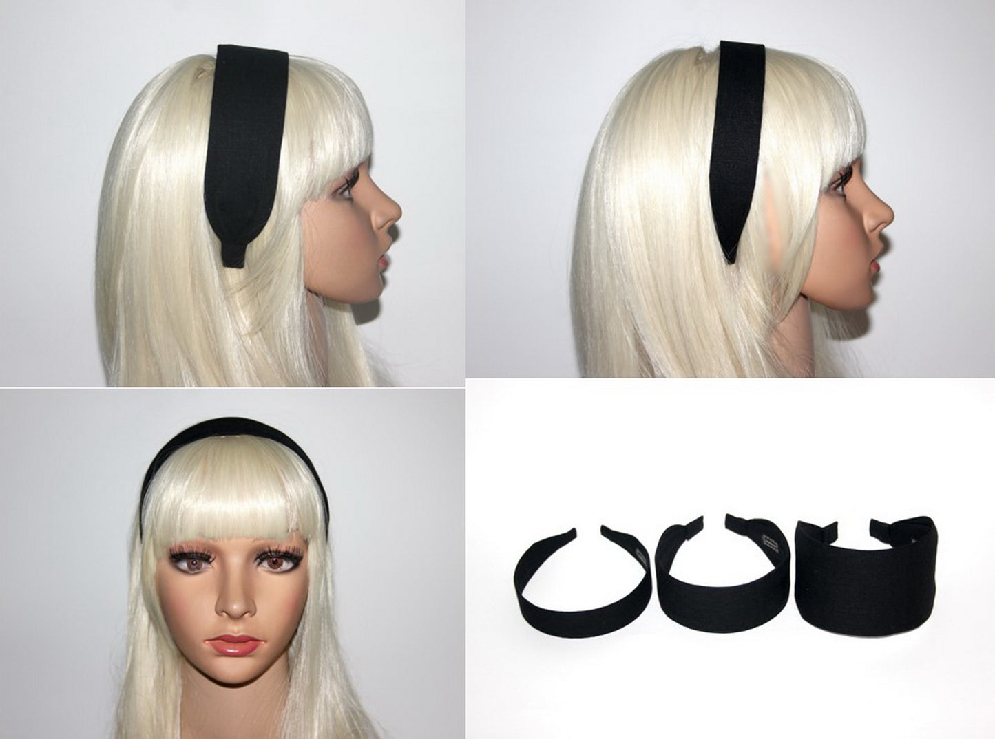 Black linen flat headband Handmade women hairband, adjustable, plastic free