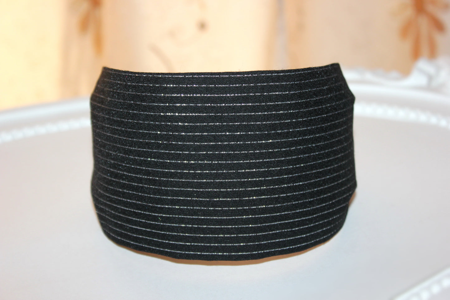Silver & Black headbands Metallic stripe cotton hairband