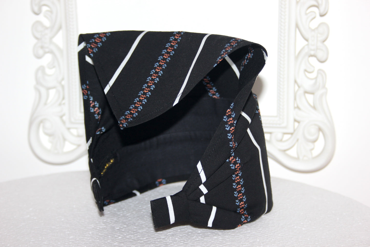 Black & White stripe bandana Cotton headband Structured retro bandana