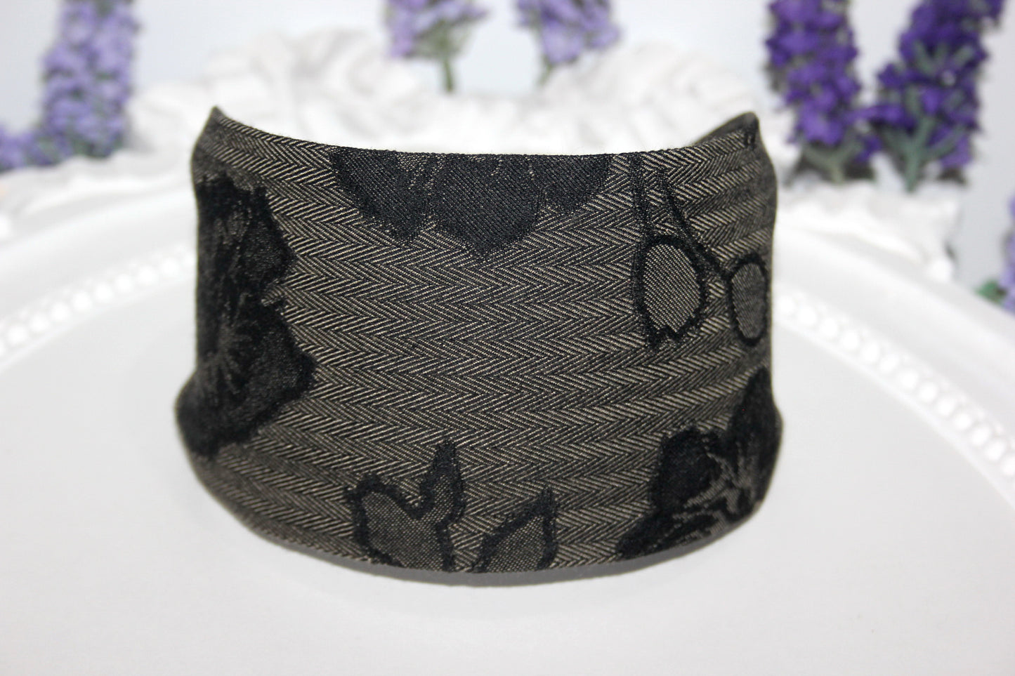 Herringbone headband for women, Tweed hairband