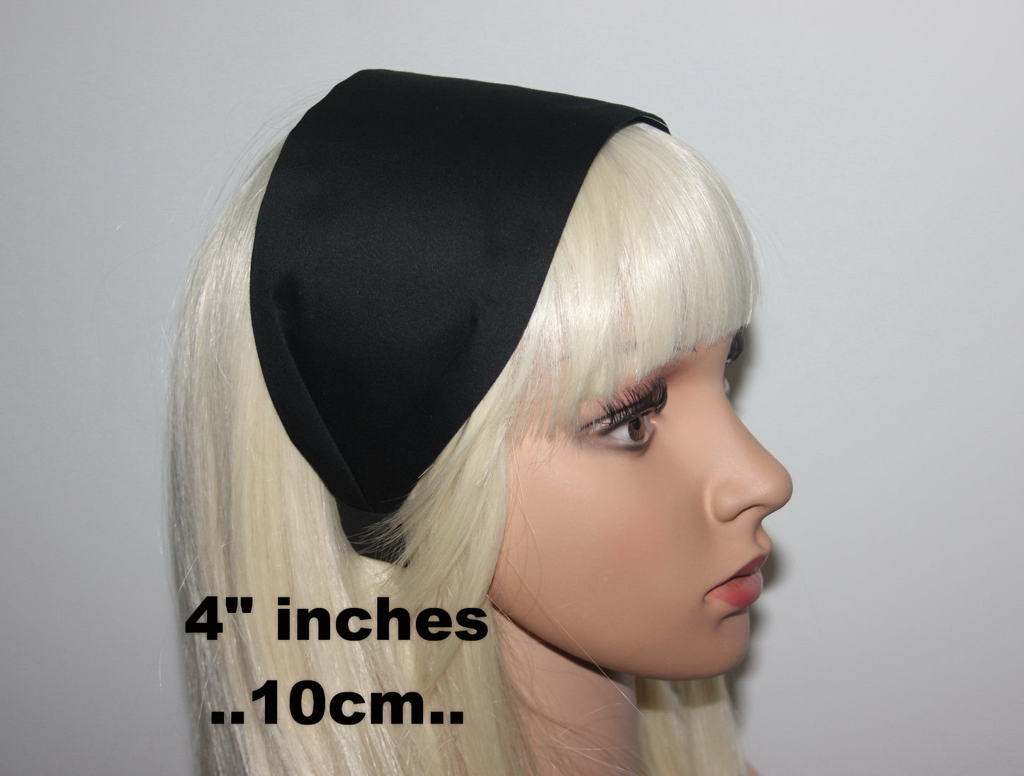 Black flat headband Wide plain cotton head scarf