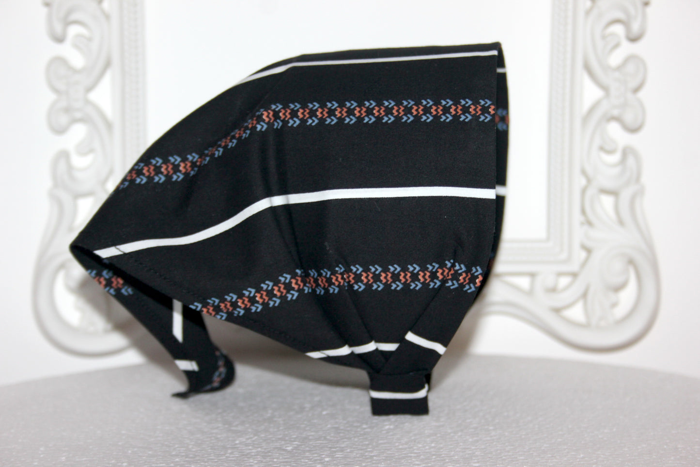 Black & White stripe bandana Cotton headband Structured retro bandana