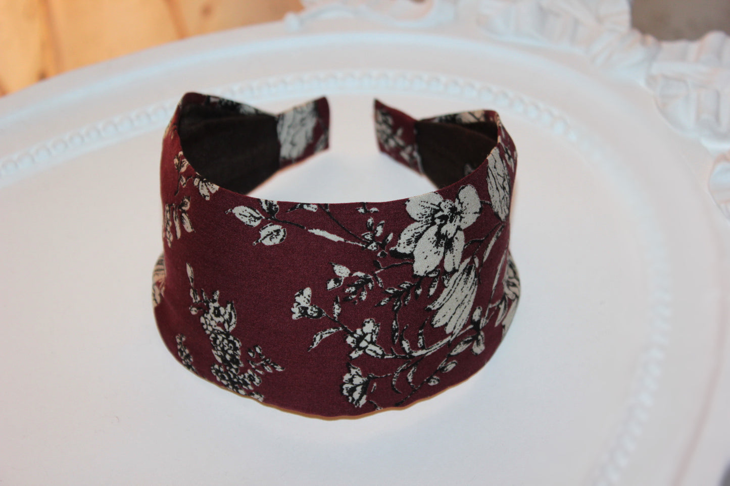Cotton print woman headband Brown retro fabric hairband