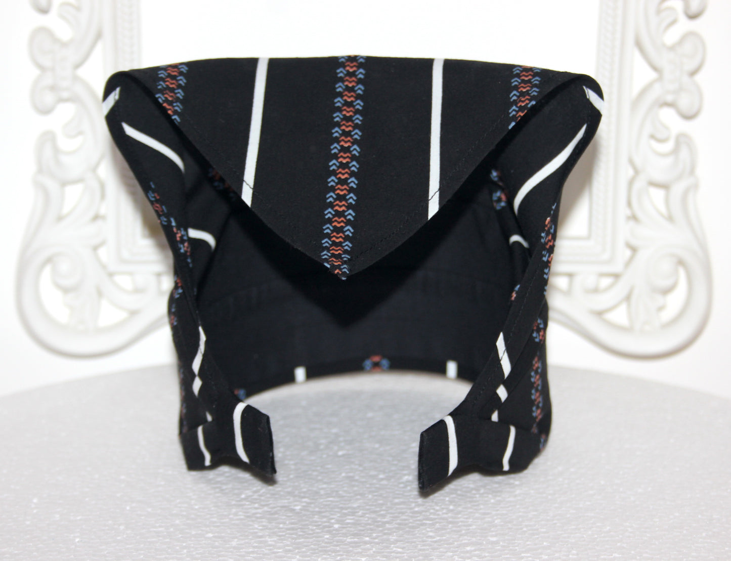 Black & White stripe bandana Cotton headband Structured retro bandana