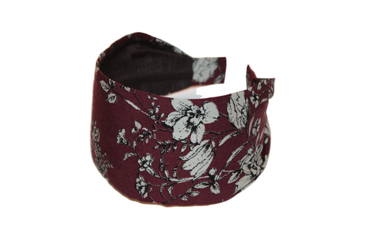 Cotton print woman headband Brown retro fabric hairband