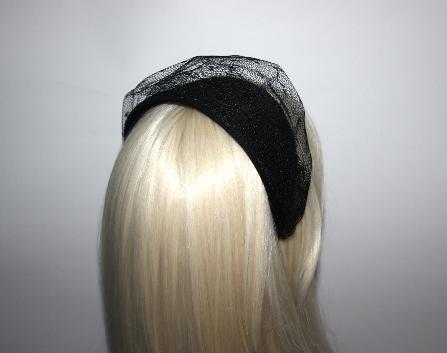Black cotton headband with veil, Handmade hair scarf, funeral, festive, party, plastic free