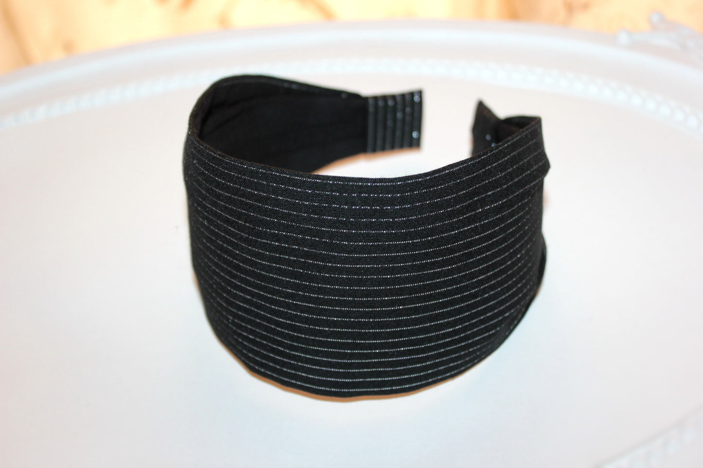Silver & Black headbands Metallic stripe cotton hairband