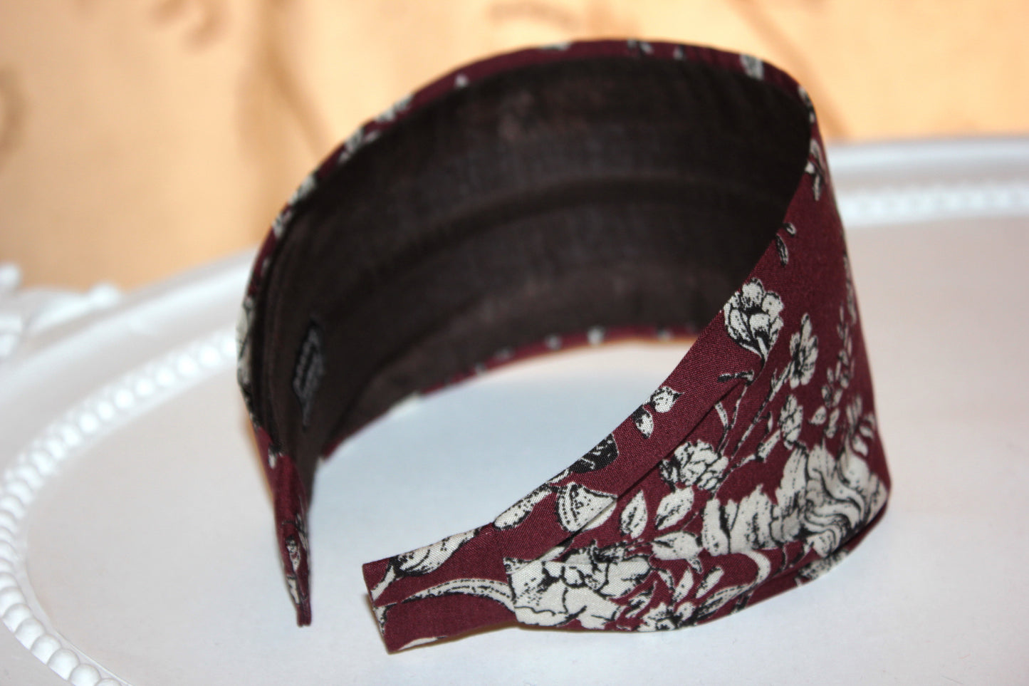Cotton print woman headband Brown retro fabric hairband