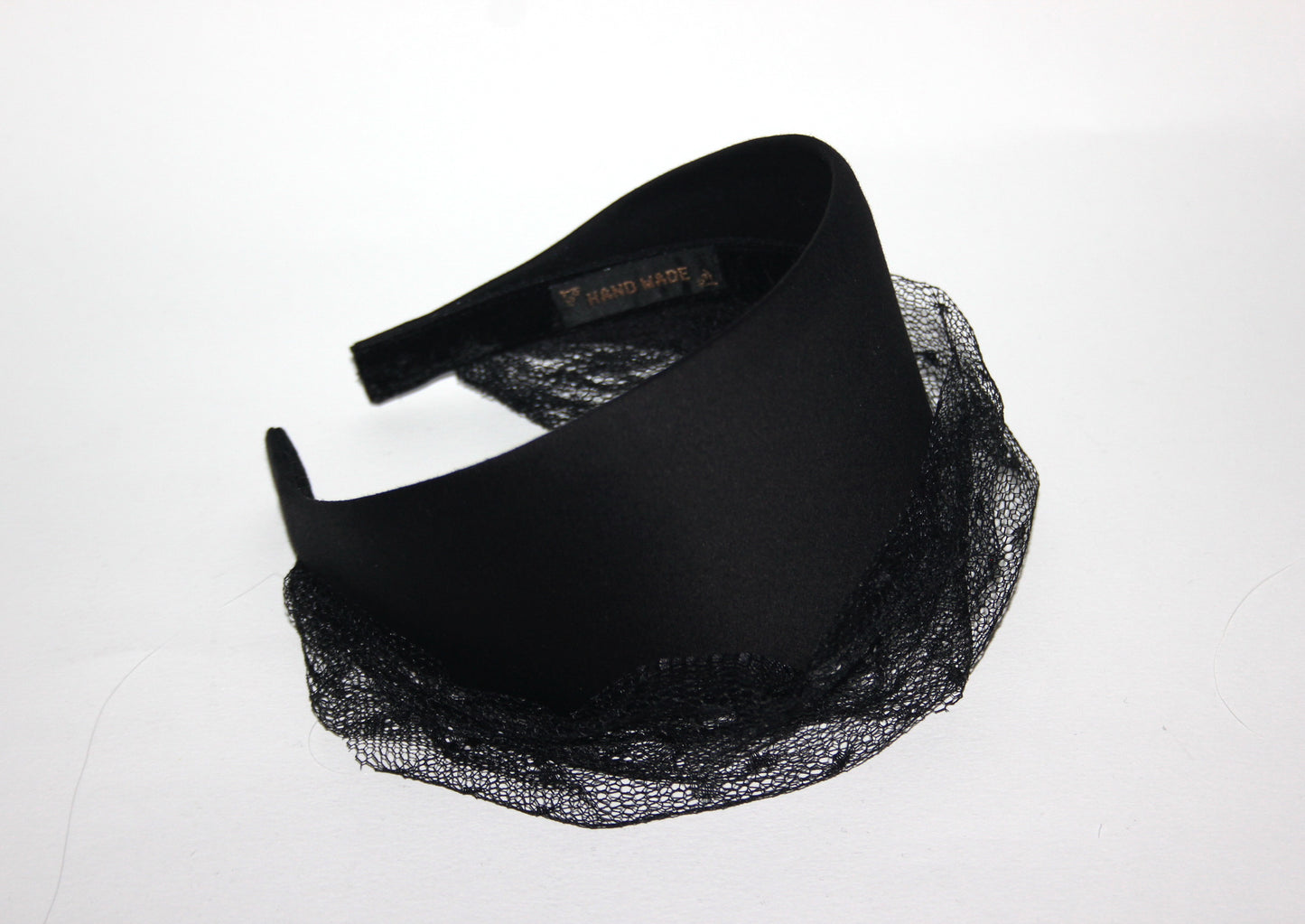 Black cotton headband with veil, Handmade hair scarf, funeral, festive, party, plastic free