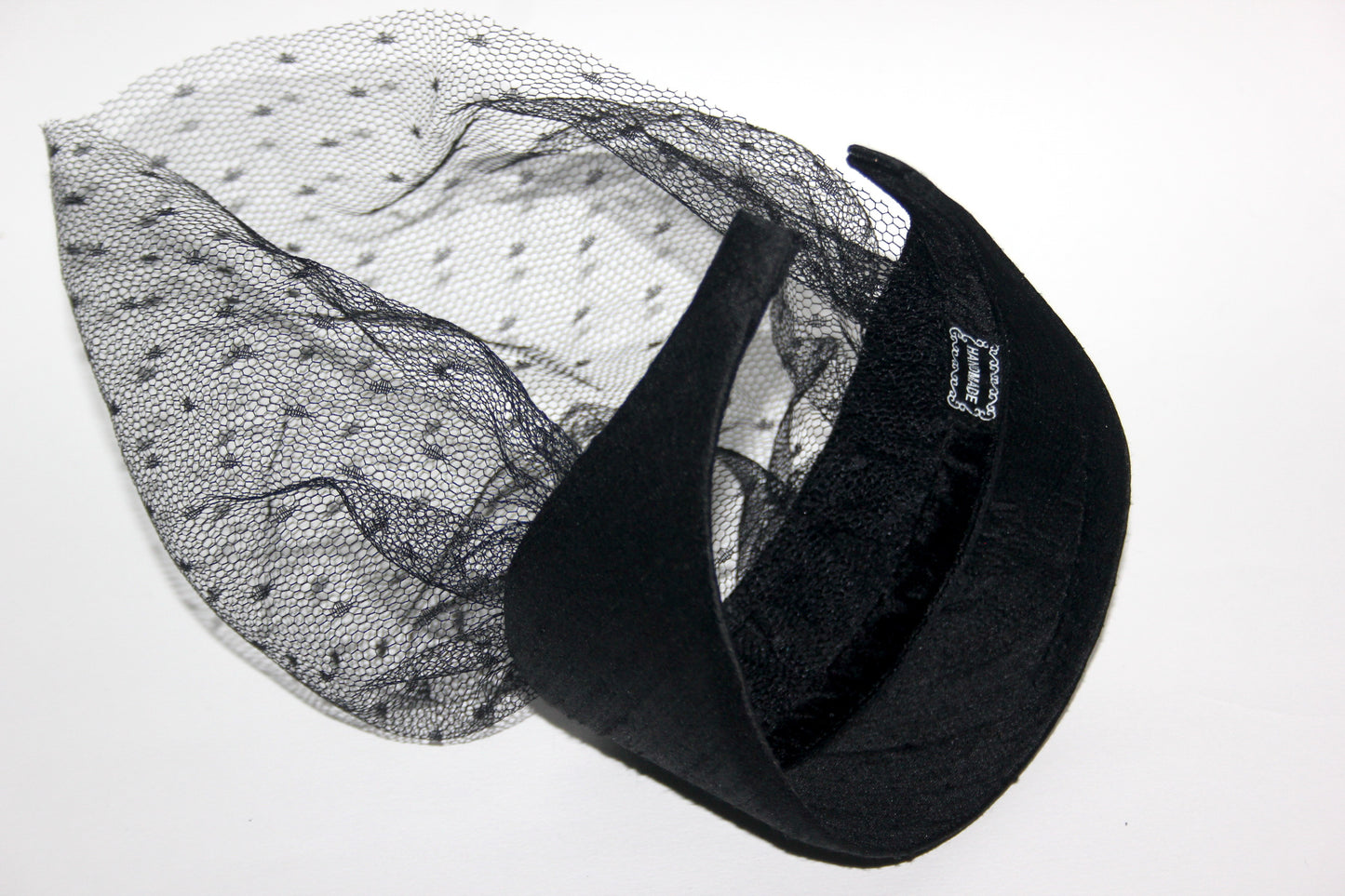 Raw Silk headband with veil, Handmade Black hair scarf, funeral, festive, party, plastic free