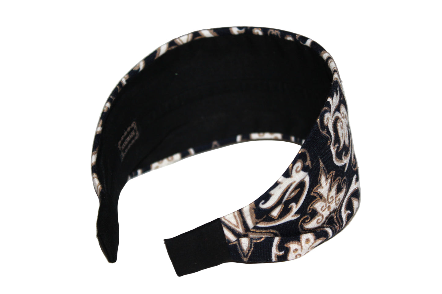 Wide headband women Dark Blue Damask pattern fabric head scarf