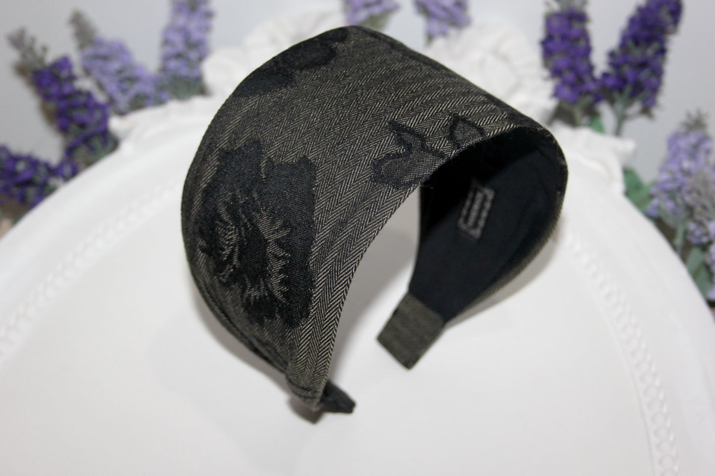 Herringbone headband for women, Tweed hairband