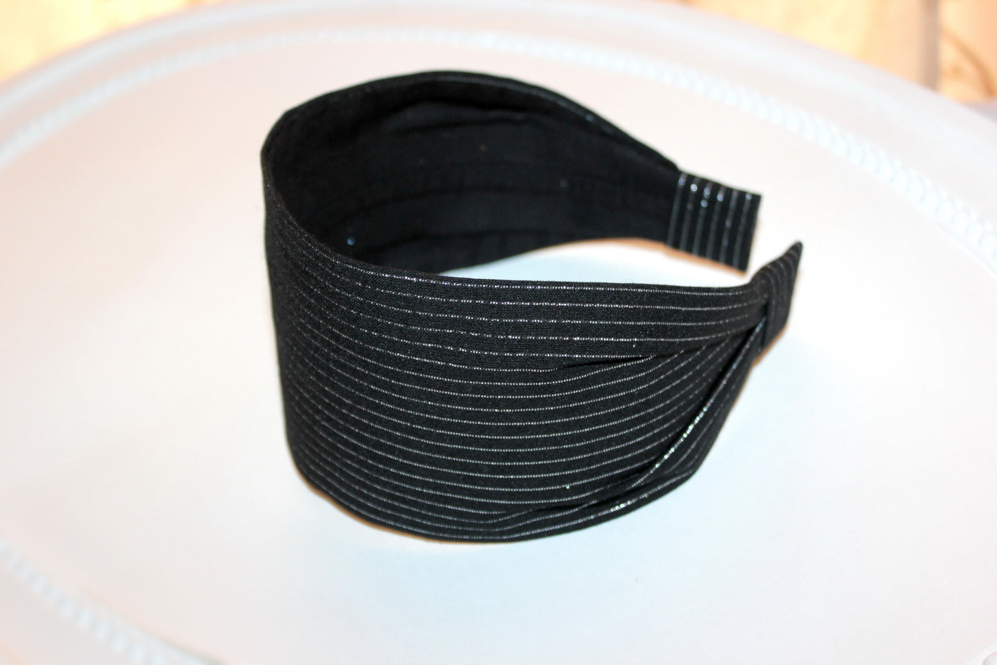 Silver & Black headbands Metallic stripe cotton hairband