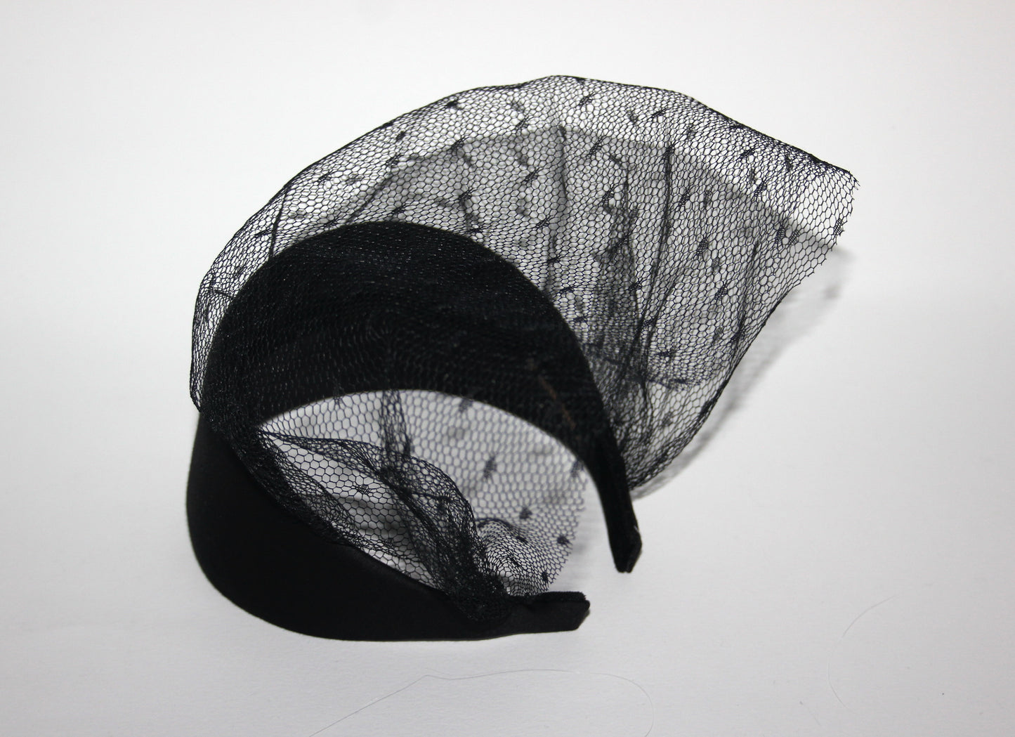 Black cotton headband with veil, Handmade hair scarf, funeral, festive, party, plastic free