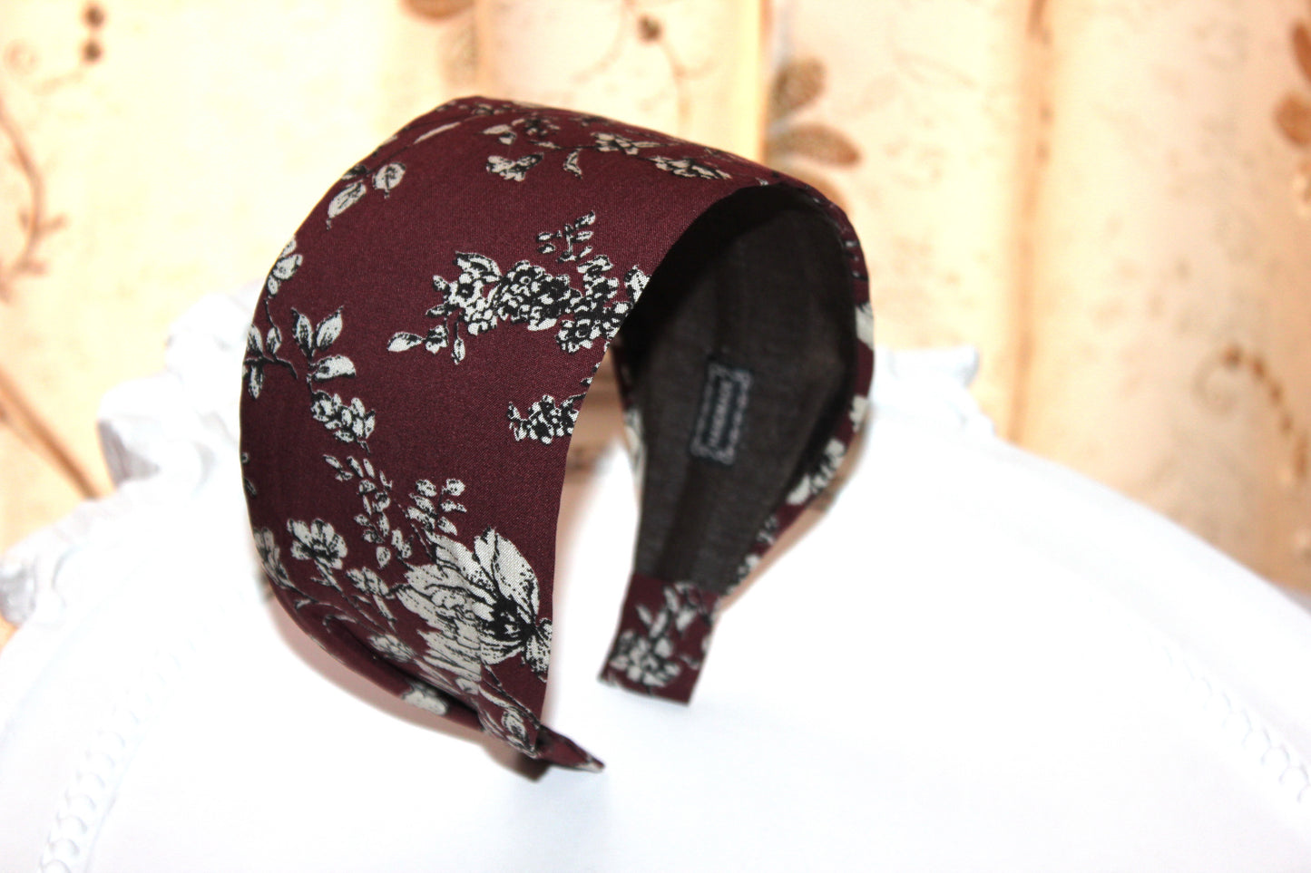 Cotton print woman headband Brown retro fabric hairband