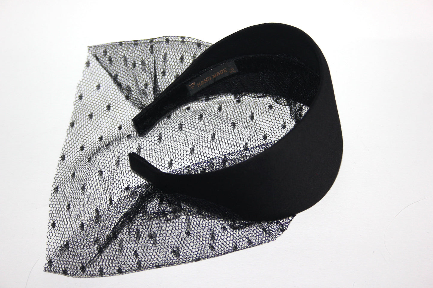 Black cotton headband with veil, Handmade hair scarf, funeral, festive, party, plastic free
