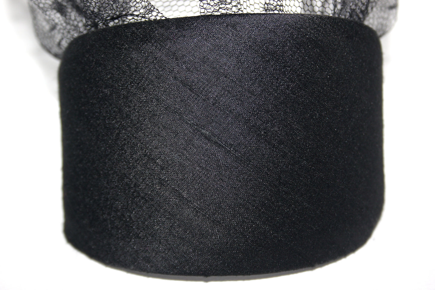 Raw Silk headband with veil, Handmade Black hair scarf, funeral, festive, party, plastic free