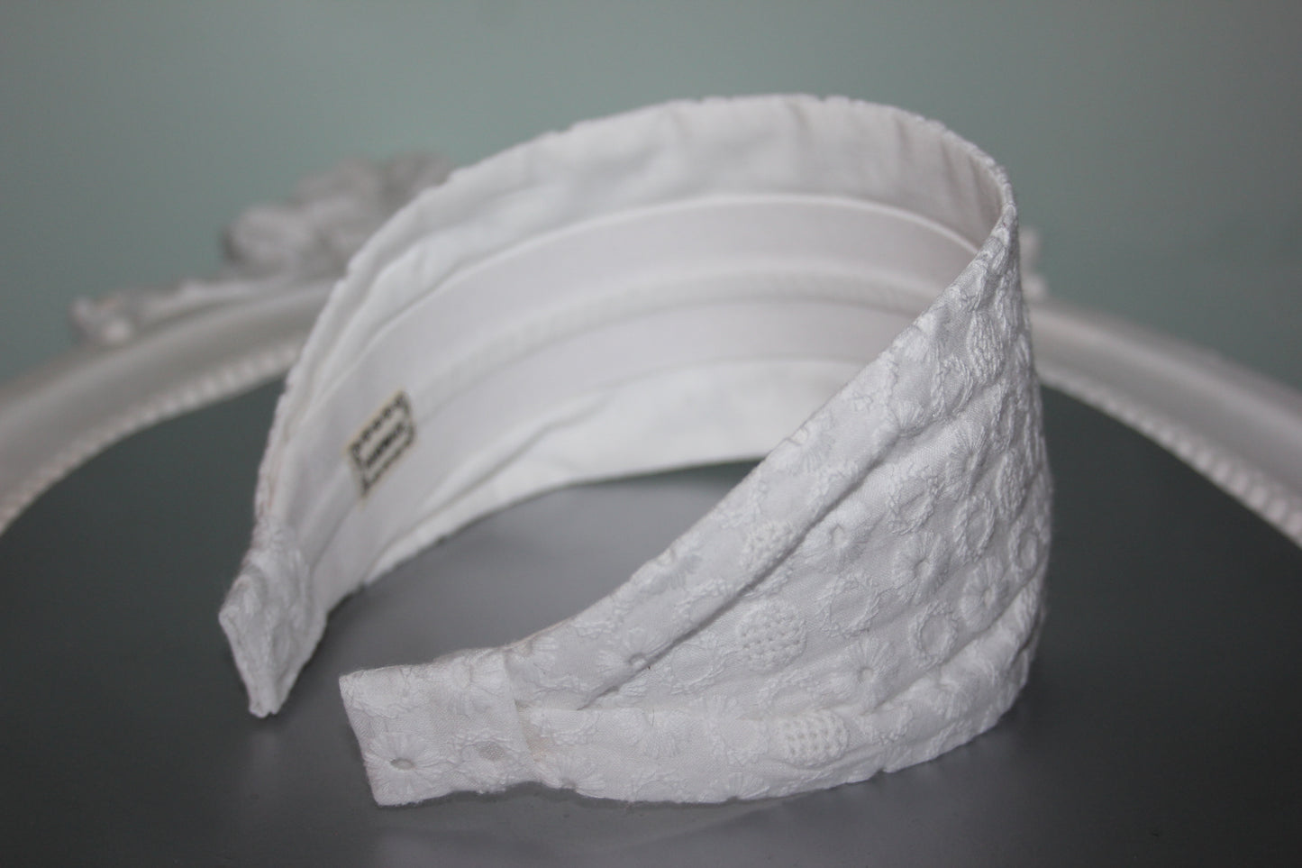 White headband Eyelet hairband for women Wide embroidered cotton head cover