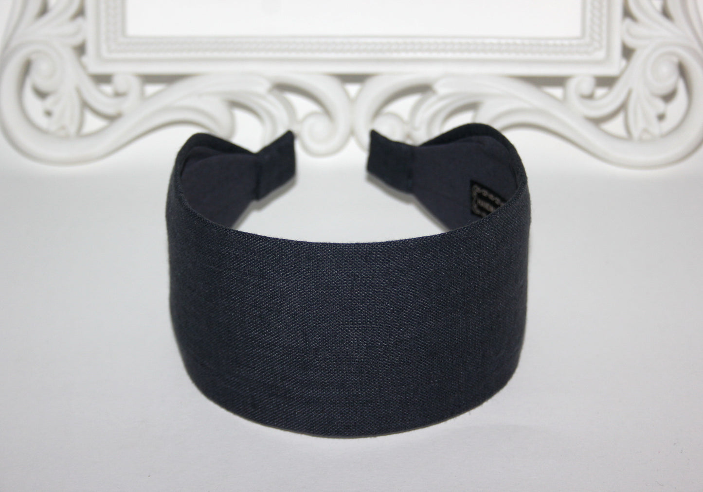 Linen headband women Dark Gray hairband scarf