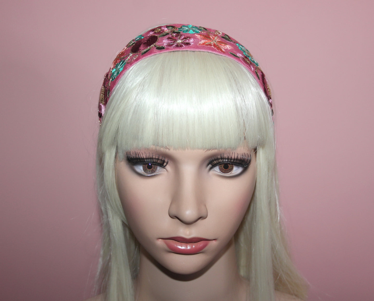 Fashion embroidered lilac headband Boho 2"inch wide hairband Stunning flower headpiece for women