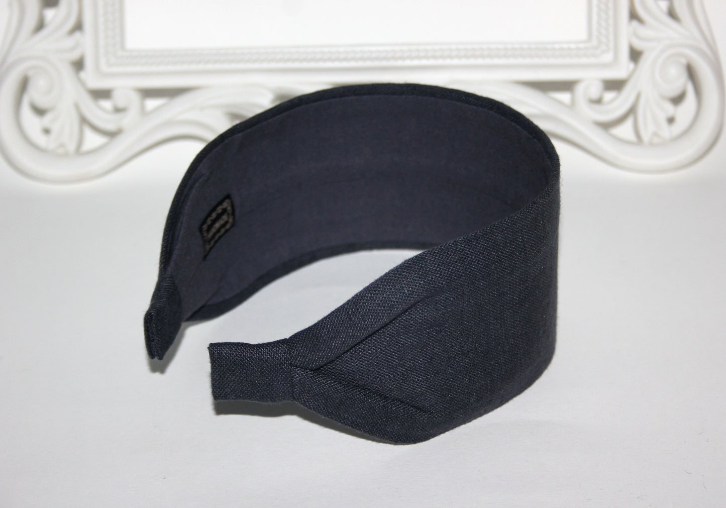 Linen headband women Dark Gray hairband scarf