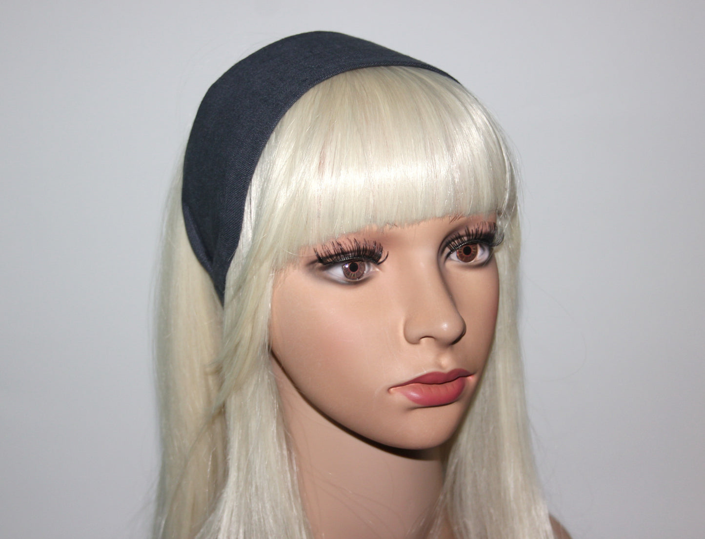 Linen headband women Dark Gray hairband scarf