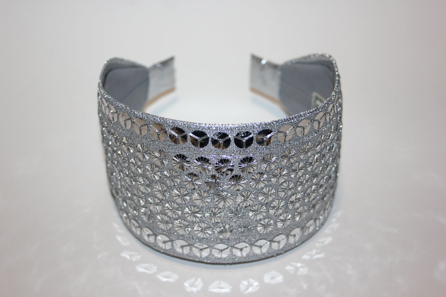 Silver wide headband 3"inch Sparkle sequin head scarf