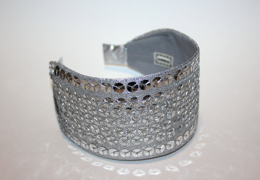 Silver wide headband 3"inch Sparkle sequin head scarf