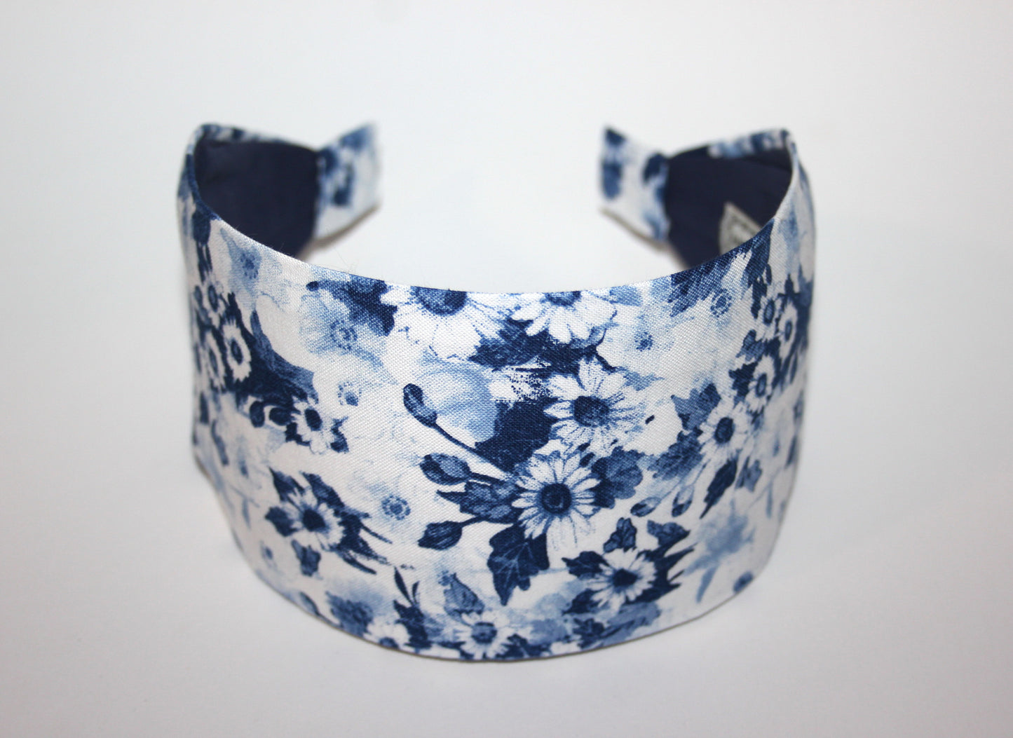 Boho Navy & White cotton flower print headband